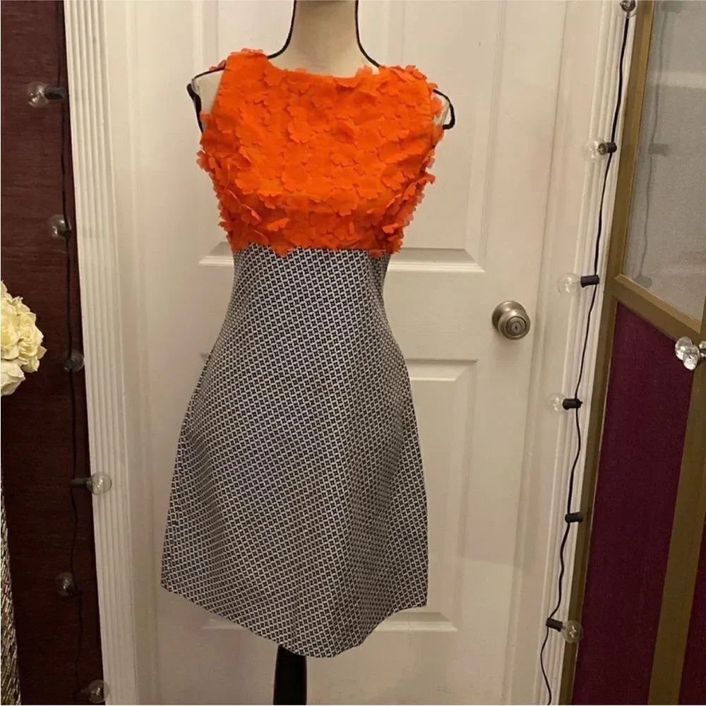 Sandro Ferrone Chic Orange and Black Women's Mini Dress, XS